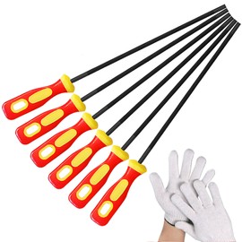 ZHIGOU 6-Pack Chain Saw Chain Sharpening File, 3/16" (4.8mm) Round Chain Saw Sharpening File, Carbon Steel Blade Sharpener, Red Handle - Chainsaw Accessories & Logging Tools