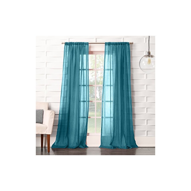 No. 918 Tayla Crushed Texture Semi-Sheer Rod Pocket Curtain Panel,