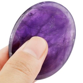Rockcloud Natural Worry Stone,Thumb Palm Stones for Anxiety, Healing Crystal, Amethyst