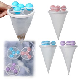 3 Pack Pet Hair Remover for Washing Machine – Reusable Floating Mesh Lint Catcher in Pink, Purple & Blue – Dog & Cat Hair Dissolver, Universal Fit for Laundry Drain Protection