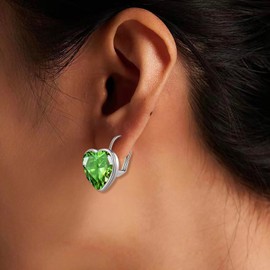 TALYKONG Green Earrings for Women Heart Crystal Dangle Earrings for Women