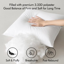 MIULEE 24x24 Throw Pillow Inserts,Set of 2 Decorative Pillow Inserts with Soft Cotton Cover,Fluffy and Cozy Interior Square Sofa Couch Pillow Inserts White