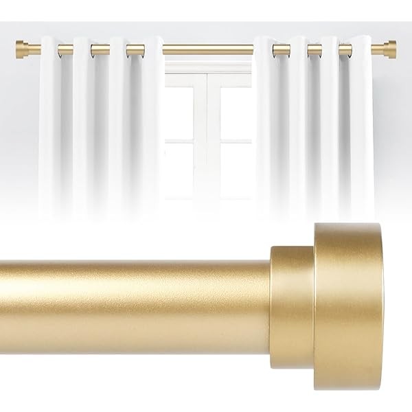 Gold Curtain Rods for Windows 48 to 84 Inch,1 Inch