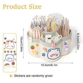 WideSmart Desk Organiser, 360 Degree Pen Holder Rotatable, Organiser Pen Holder for Children, Pen Organiser with 6 Compartments, Large Capacity Pens Organiser for Craft Supplies, Office Supplies