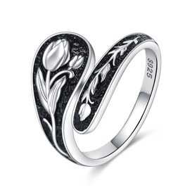 HOPEEZZ Tulip Ring for Women Sterling Silver Tulip Ring Tulip Jewelry Gift for Women