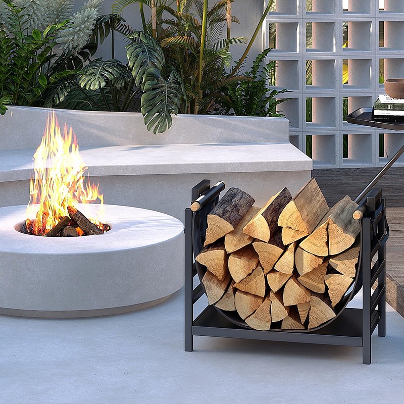 DOEWORKS Indoor Firewood Rack 18 Inch Fireplace Log Holder with