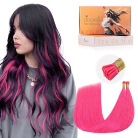 Doores I Tips Real Human Hair Extensions, Hot Pink 22 Inch 25g/25s