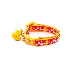 Collar de goma para gato con campana de pato, tamaño grande ajustable o collar de gatito, collar de seguridad separable (pequeño (10 libras y menos), rojo)