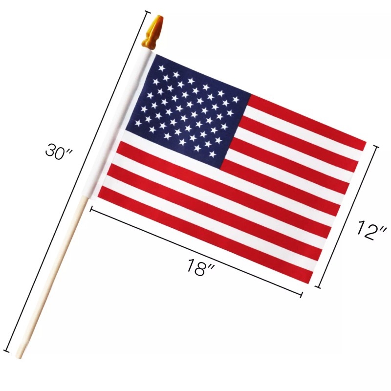 Anley 12 Pack USA Stick Flag 18" x 12" Handheld