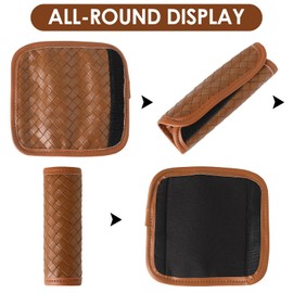 KEVANCHO Leather Luggage Handle Wraps for Suitcase, 4 Pack Luggage Handle Cover Identifiers Tags Markers for Travel Accessories (Brown)