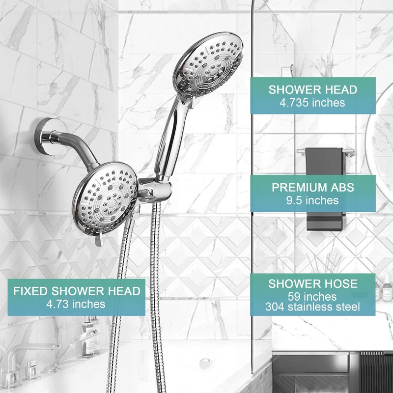 Cobbe 48-Setting High Pressure 3-Way Shower Head Combo, Hand Held