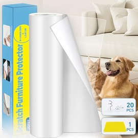 JOPOY Cat Scratch Deterrent Tape 11.8" x 9.8FT Furniture Protectors from Cats Transparent Self-Adhesive Pet Training Tape for Furniture Couch Door NOT for Leather (Transparent, 11.8" x 9.8FT)