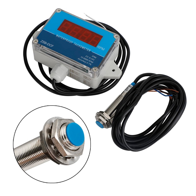 Frezon DC 8-24V IP68 Waterproof Hall Tachometer Digital LED Motor
