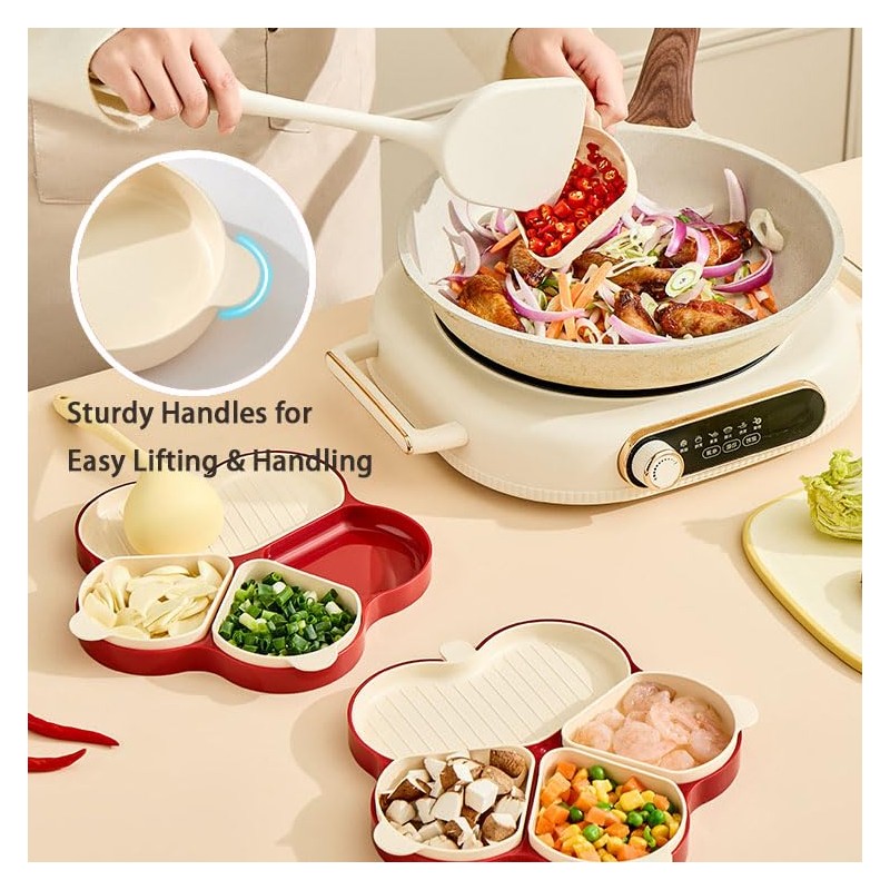 Multi-Purpose Serving Trays, Detachable 4 Compartment Platter, Reusable Snack Tray