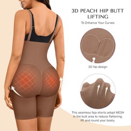 SHAPELLX High Waisted Shapewear for Women,Butt Lifter Light Tummy Control Shorts Thigh Slimmer Brown