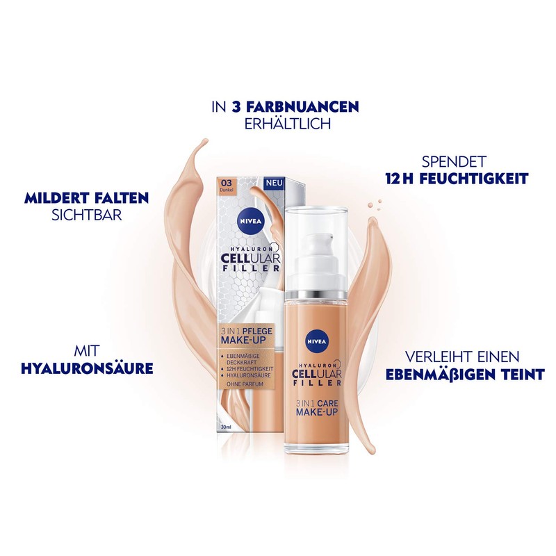Nivea Hyaluronic Cellular Filler 3-in-1 Care Make-Up, 30 ml.