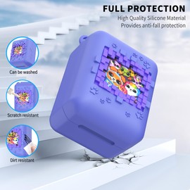Silicone Cover Case for Bitzee Interactive Toy Digital Pet and Case,with Shoulder and Hand Strap, Protective Skin Sleeve for Bitzee Virtual Electronic Pets Accessories (Purple Case Only)