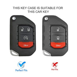 ELOHEI Key Fob Cover for Jeep,Soft TPU Key Fob Case Protector Holder Shell Compatible with 2018-2021 Jeep Gladiator JT Sahara JLU Jeep Wrangler JL JLU Rubicon (Gold Edge White)