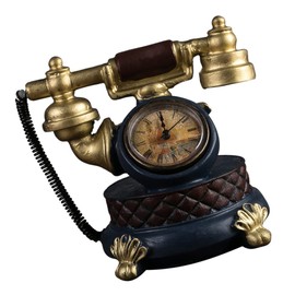 iplusmile 1pc Golden Retro Telephone Ornament Clock for Desktop Decoration Unique Resin Model Aesthetic Photo Prop Quality Craftsmanship for Home and Office Decor