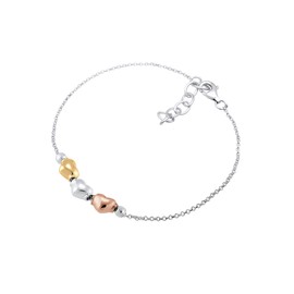 Elli Women's Heart Bracelet Tri-Colour Symbol Love Elegant in 925 Sterling Silver Gold-Plated, Facet cut, No Gemstone