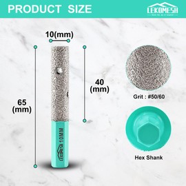 LEKOMESH Diamond Finger Milling Bits - 3/8"(10MM) x Hex Shank Electric Drill for Enlarging Grinding Edging Exsiting Holes of Porcelain Tile Ceramic Marble Granite
