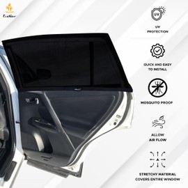 EcoNour Car Rear Window Sun Shades Compatible for Toyota Rav4 | 2Pack-Sun Shade with 100% UV & Mosquito Protection | Breathable Mesh Rear WindowCovers for Privacy & Blackout- Car Window Accessories