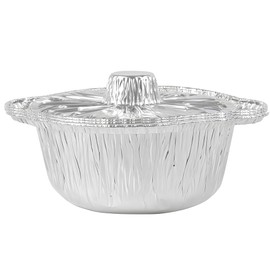 Bluesky Premium Disposable Aluminum Pots with Lid-(Pack of 3) -Ideal for Cooking & Storage, Extra Small, Silver