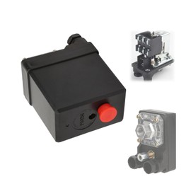 3 Phase Single Hole Pressure Switch,75 to 175PSI G1 4 380V Vertical Type Air Compressor Pressure Switch Control Valve with On Off Red Switch Replacement Part for Air Compressor