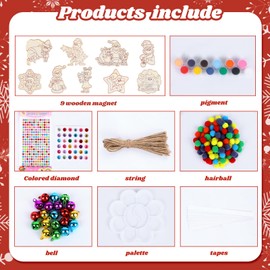 9PCS Christmas Tree Decorations DIY Wooden Painting Craft Kits, Christmas Tree Hanging Ornament Art Craft Supplies Painting Kit Cute Wooden Hanging Ornaments for Tree Christmas Decorations Indoor