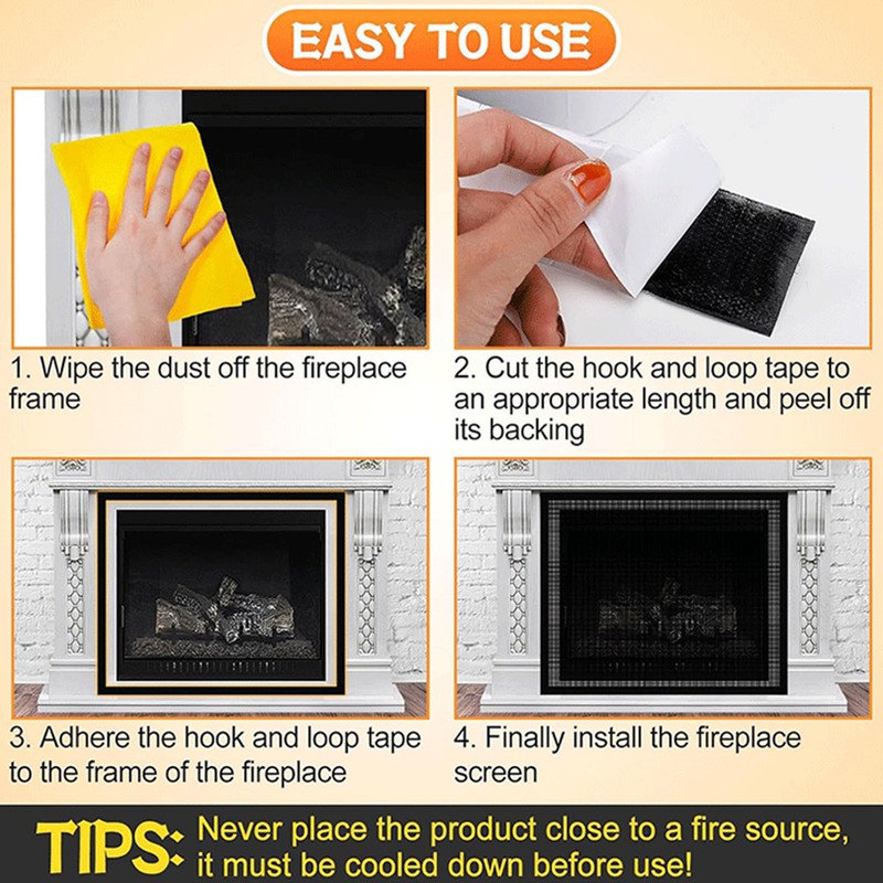 Fireplace Screen PVC Spark Guard Cover Safe Mesh Gate Dustproof