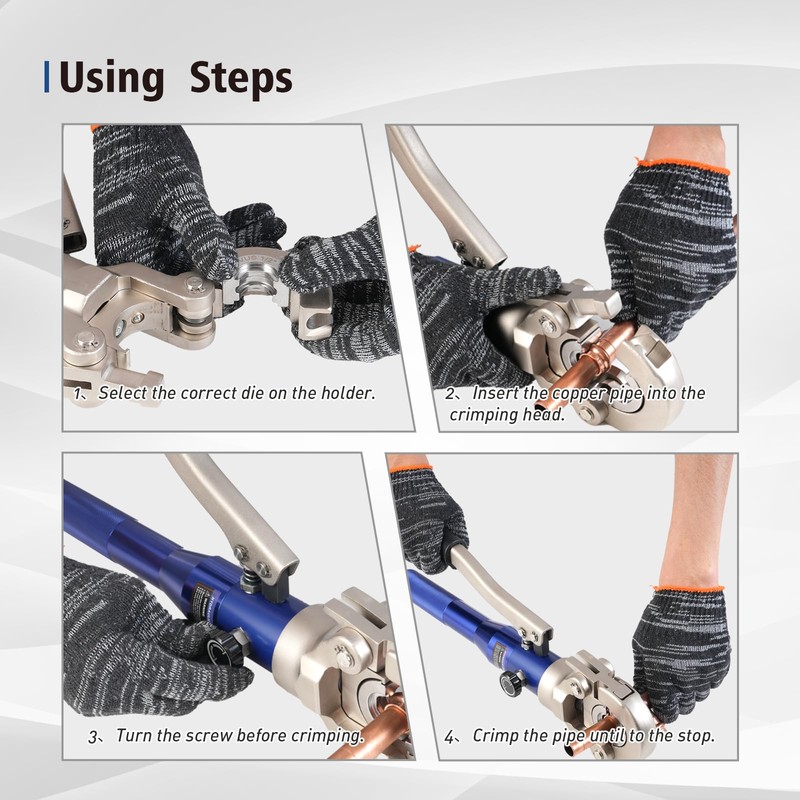 BANCHEE Hydraulic Copper Tube Fittings Crimping Tool with 1/2,3/4 and