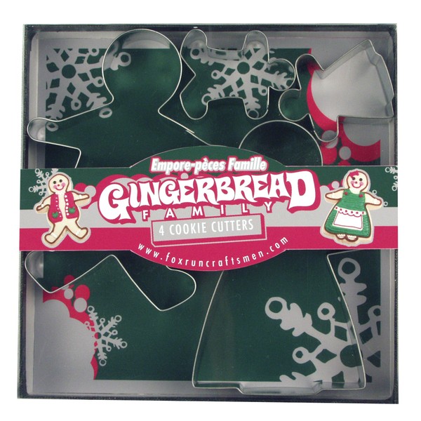 Fox Run Gingerbread Family Cookie Cutter Set, Silver