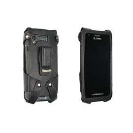 caseroxx Robust MDE Leather Case for Zebra TC21 / TC26 with Rotating Belt Clip and Secure Press Stud Fasteners - Vegan Leather Black