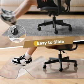 BesWin Large Office Chair Mat for Hardwood Floor, 48" x 60" Desk Floor Mat for Rolling Chair and Computer Desk, Heavy Duty PVC Floor Protector Rug for Home Office, Grey