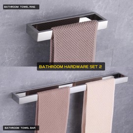 GERZWY Bathroom Hardware Set 2 Piece Towel Ring and Towel Bar SUS 304 Stainless Steel Wall Mounted Polished Finish