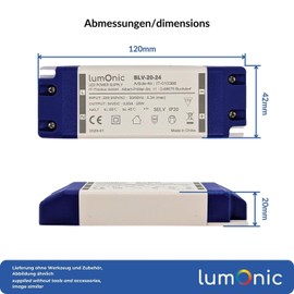 Lumonic I LED Transformer BLV-20-24 I 24V 20W I Input 220-230VAC I Flicker-Free & Efficient I Overload Protection I LED Power Supply I for LED Lighting & LED Strip