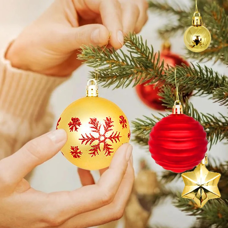 Christmas Decorations,H HOME-MART 44Pcs Christmas Tree Baubles,Christmas Ball Ornaments|Hanging Christmas