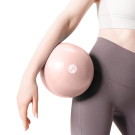 YUREN ピラティスボール 25cm エクササイズボール ヨガボールトレーニング ギムニクボール小 空気入れストロー付き (ピンク)