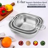 E-far 3 Pack Colander for Kitchen, Square Stainless Steel Metal