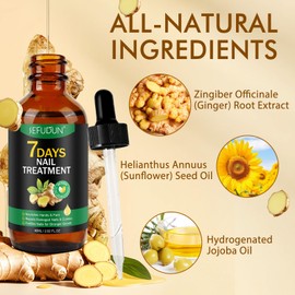 Toenail Treatment Extra Strength - 7 Days Ginger Nail Liquid Treatment Repairs Damaged Nails & Cuticles, Supports Fortifies Nails Stronger Growth, Nail Solution Oil for Natural Shine - 60ml