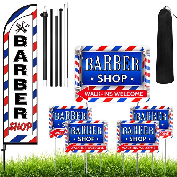 SmoothNovelty 5 Pcs Barber Shop Sign 1 Pcs 7 ft