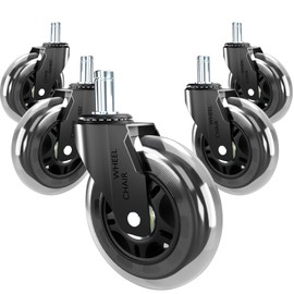 TZZCA Office Chair Wheels Replacement Rubber Chair Casters for Hardwood Floors and Carpet, Set of 5, Heavy Duty Casters for Chairs Smooth & Silence Gliding Gaming Chair Wheels Blue Red高虹