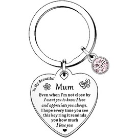 HULALA Mum Gifts Keyring Keychain Key Ring For Mothers Day Birthday Christmas Mother Mummy Keepsake Presents From Daughter Son Even When I'm Not Close By I Love You