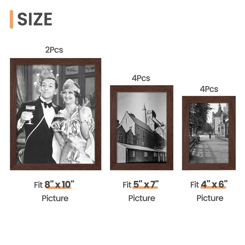 upsimples 10 Pack Picture Frames Collage Wall Decor with Glass,