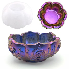 Megeladoty Unique Flower Tray Resin Molds - Rose & Lotus Bowl Silicone Molds for Epoxy Resin, Plaster Casting - DIY Candle Holders, Candy Dishs, Flower Pots