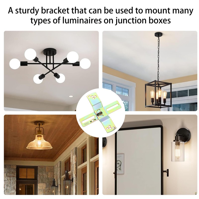 Light Fixture Mounting Brackets, Adjustable Mounting Plates for 4" J-Box,