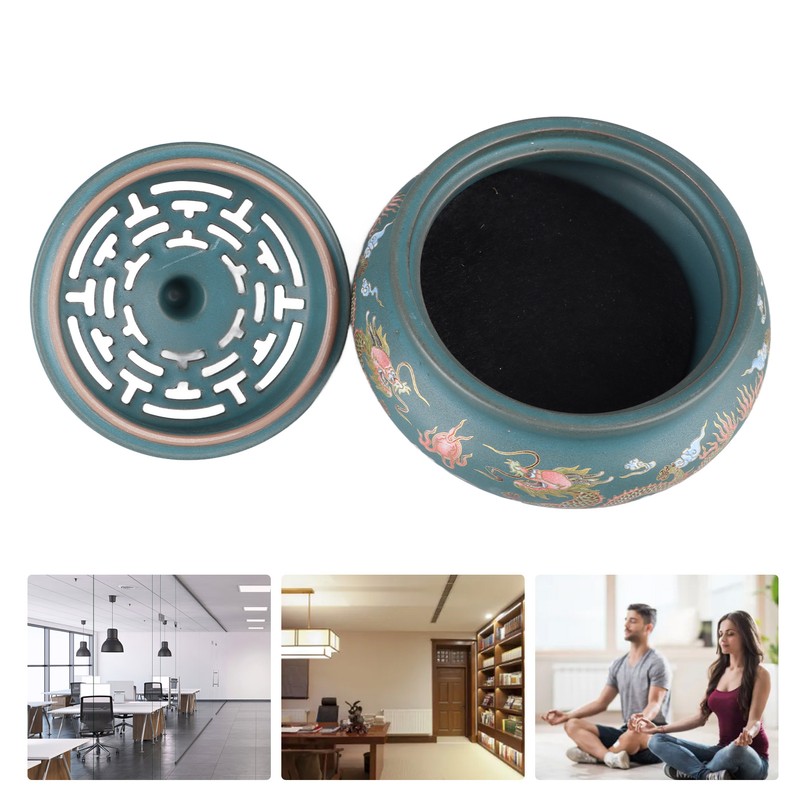 Incense Burner Ceramic Colour Enamel Exquisite Pattern Retro Incense Cone