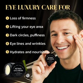 MythosFlow Men Retinol Under Eye Cream Anti Aging Eye Cream with Caffeine, Hyaluronic Acid, Peptides - for Dark Circles, Puffiness & Fine Lines, Firming & Brightening Under Eye - 20ml