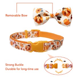 Thanksgiving Dog Collar with Bow Tie, 2 Pack Holiday Turkey Collar for Small Medium Large Dogs Puppies Pets (Medium)