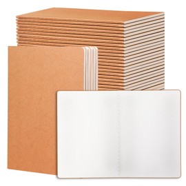 24 Pieces Blank Kraft Notebooks, 8.3x5.5 Inches A5 Small Journals Bulk Blank Notebooks 80 GSM Unlined with 60 Pages for Kids Students School Office Traveler Sketching/Drawing/Writing Supplies,30 Sheets